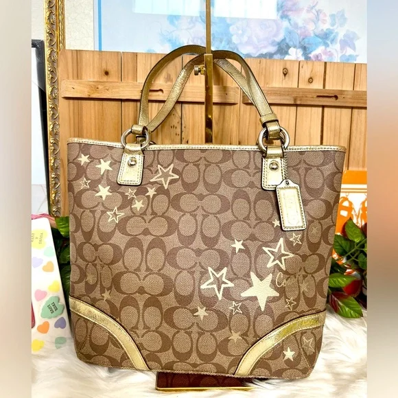 💜COACH Heritage Tote Stars Signature - Picture 1 of 11
